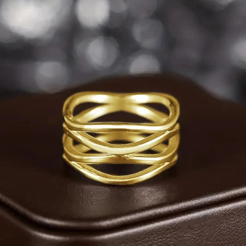 MAC166 Simple Geometric Lines Hollow Ring - Image 6
