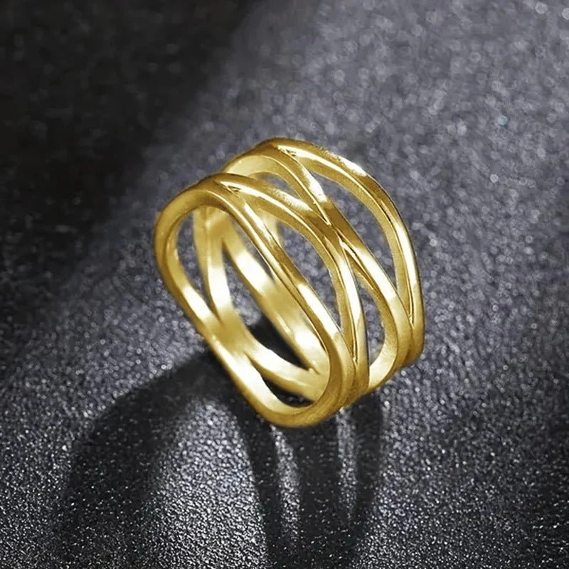 MAC166 Simple Geometric Lines Hollow Ring - Image 7
