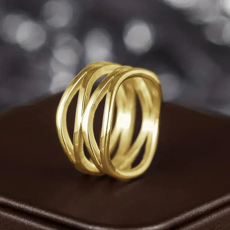 MAC166 Simple Geometric Lines Hollow Ring - Image 8
