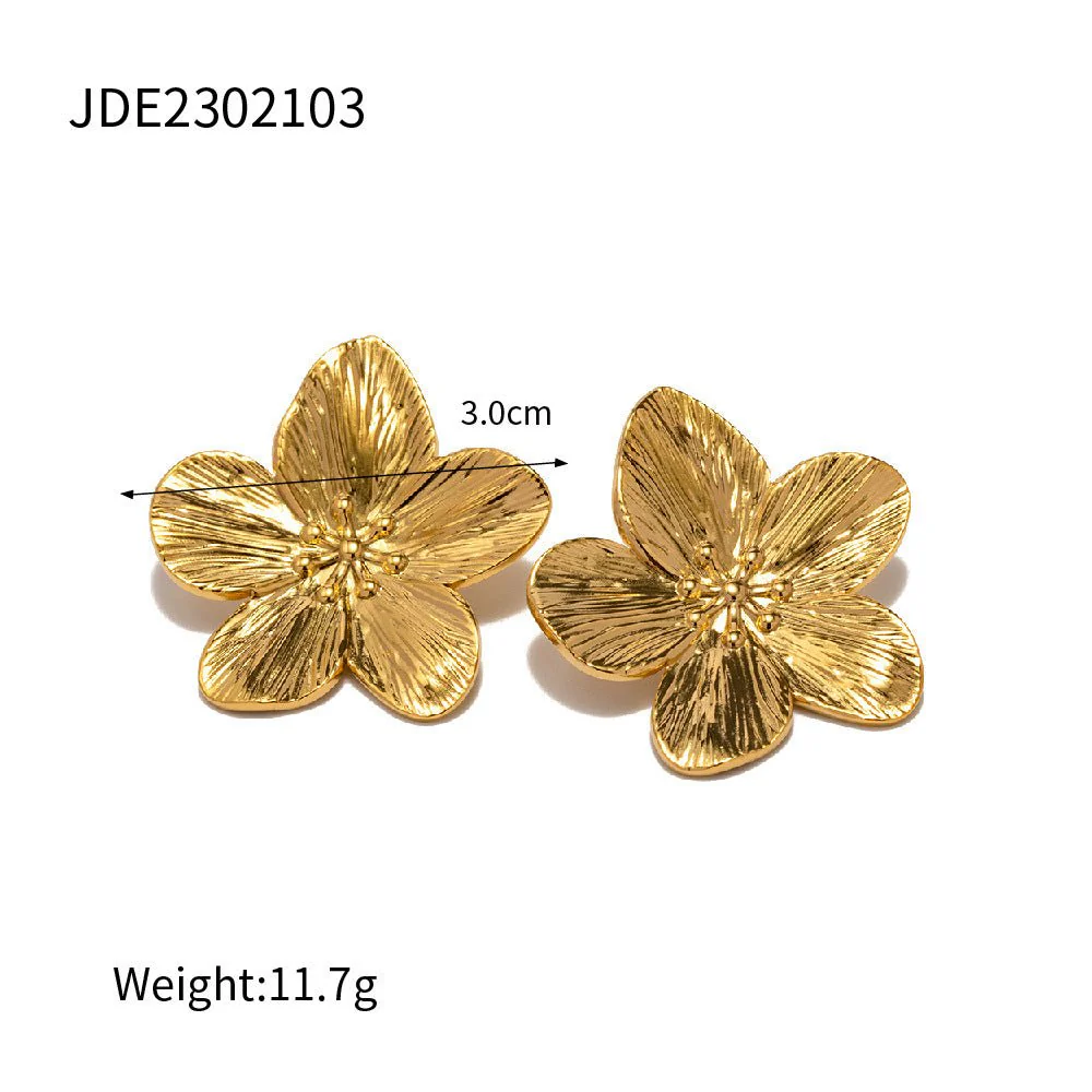 MAC170 Retro Simple Alloy Flower Stud Earrings - Image 2