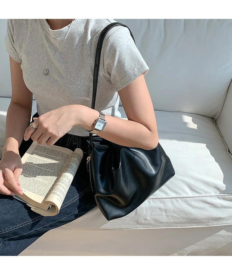 MAC180 High-End Pleated PU Leather All-Match Tote Bag - Image 10