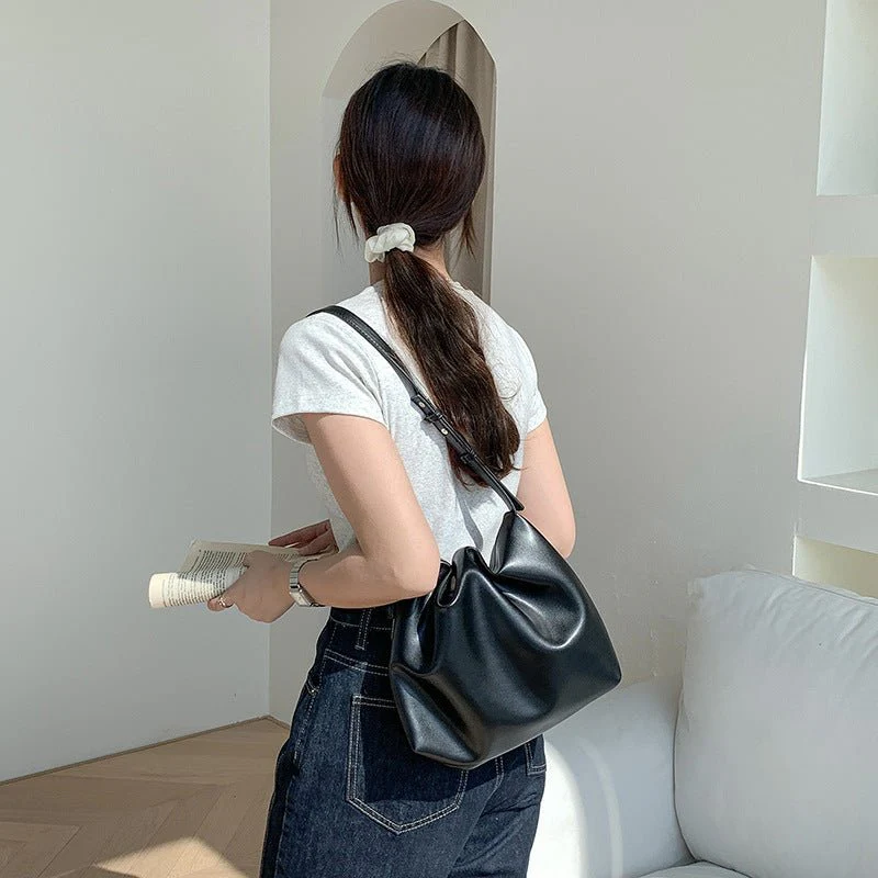 MAC180 High-End Pleated PU Leather All-Match Tote Bag - Image 12