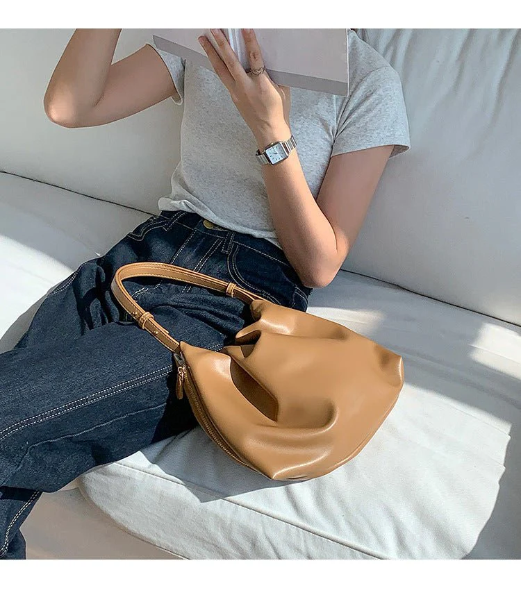 MAC180 High-End Pleated PU Leather All-Match Tote Bag - Image 18