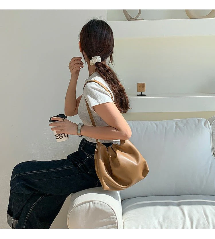 MAC180 High-End Pleated PU Leather All-Match Tote Bag - Image 19