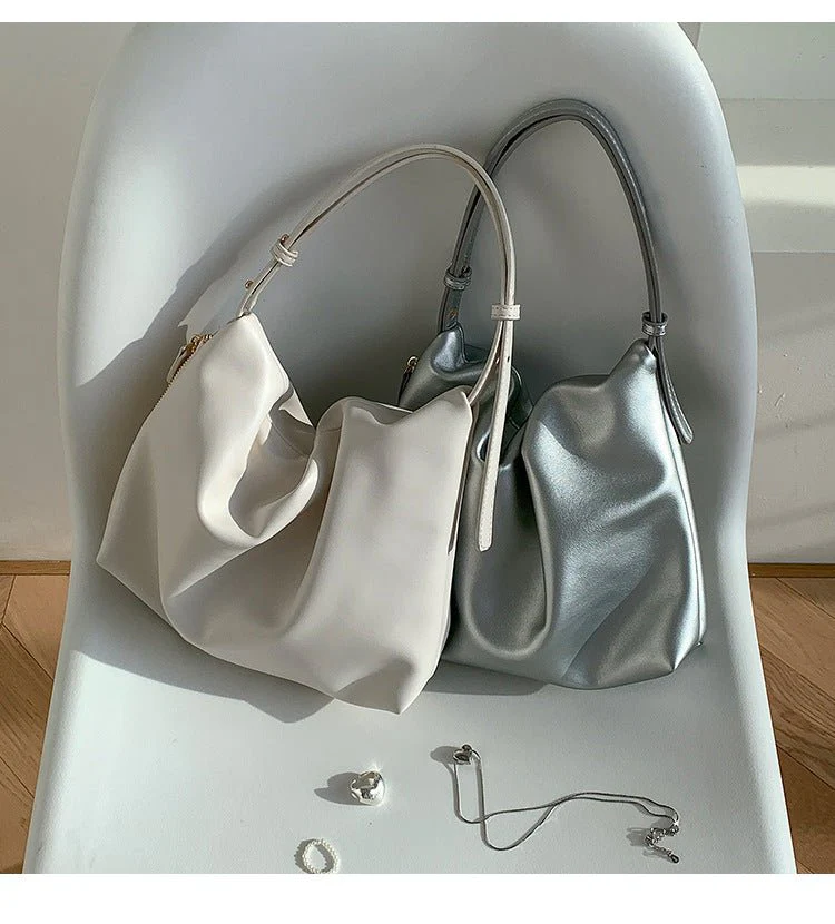 MAC180 High-End Pleated PU Leather All-Match Tote Bag - Image 5