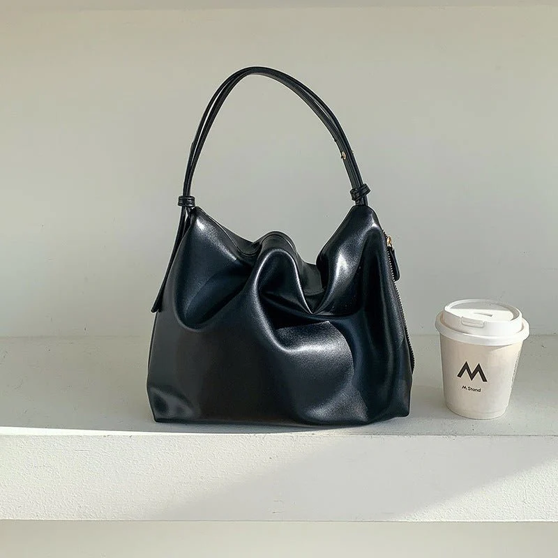MAC180 High-End Pleated PU Leather All-Match Tote Bag - Image 6