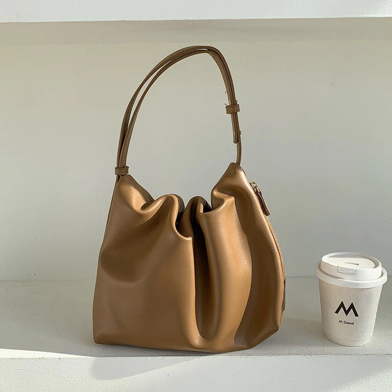 MAC180 High-End Pleated PU Leather All-Match Tote Bag - Image 7