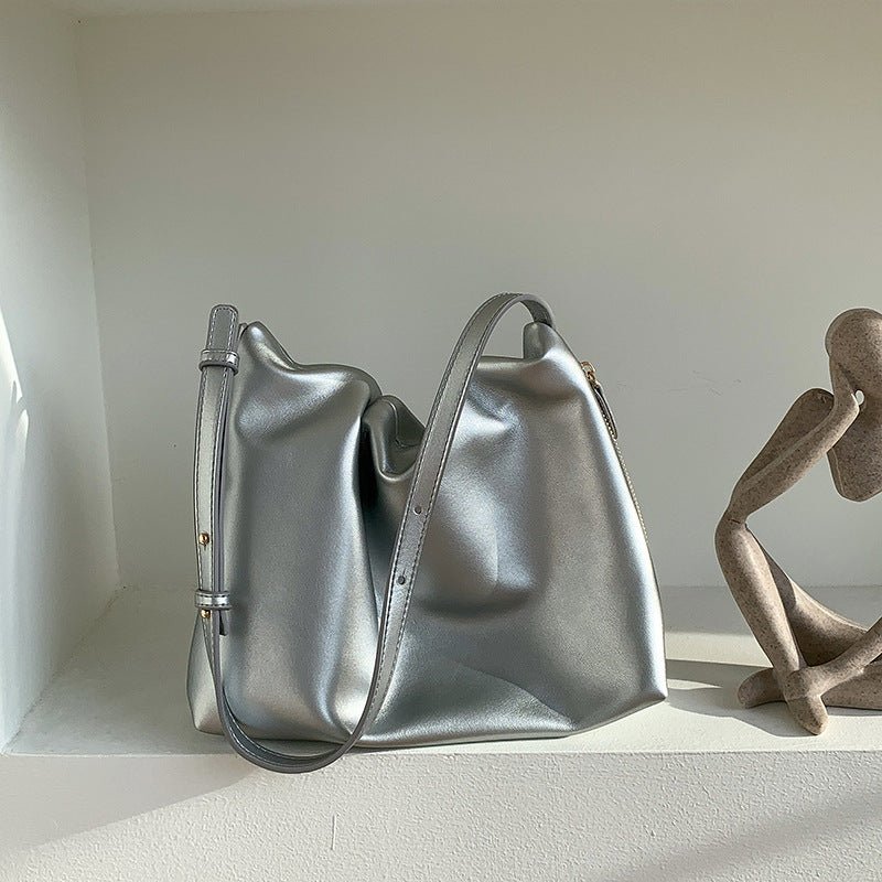 MAC180 High-End Pleated PU Leather All-Match Tote Bag - Image 9