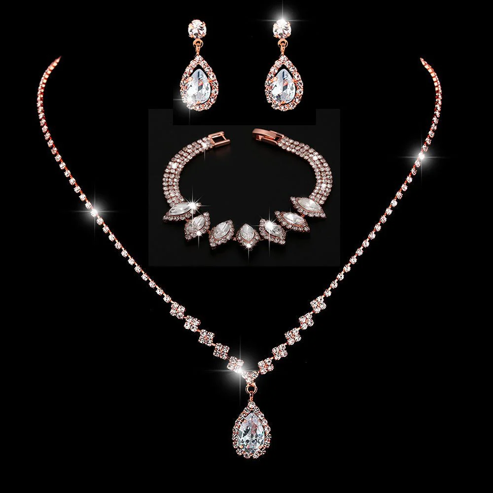 MAC181 Brilliant Full Diamond Zircon Drop Necklace And Earrings - Image 18