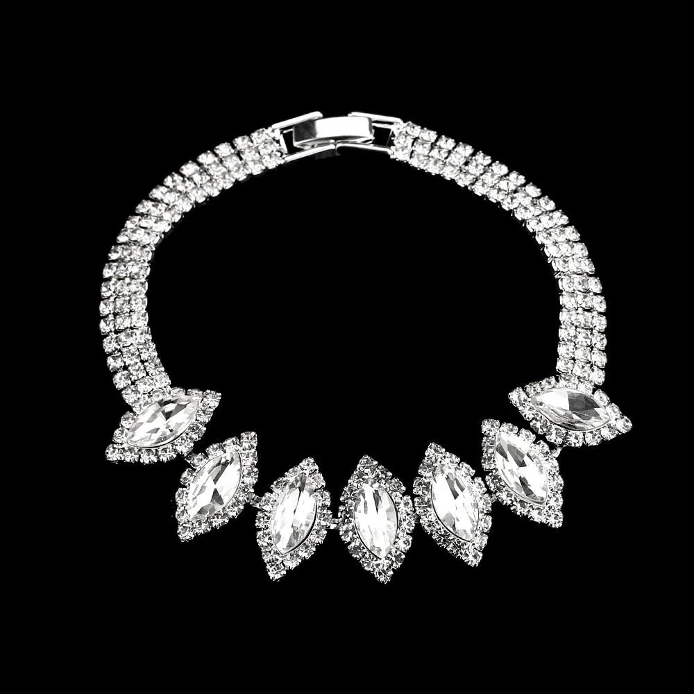 MAC181 Brilliant Full Diamond Zircon Drop Necklace And Earrings - Image 24