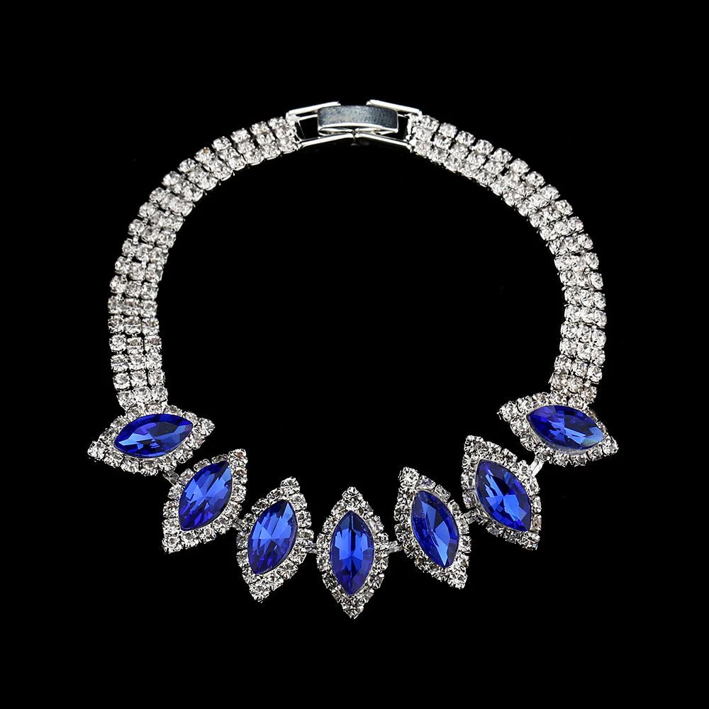 MAC181 Brilliant Full Diamond Zircon Drop Necklace And Earrings - Image 25