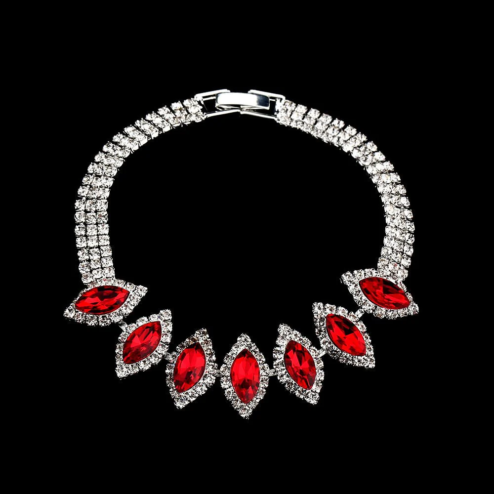 MAC181 Brilliant Full Diamond Zircon Drop Necklace And Earrings - Image 26