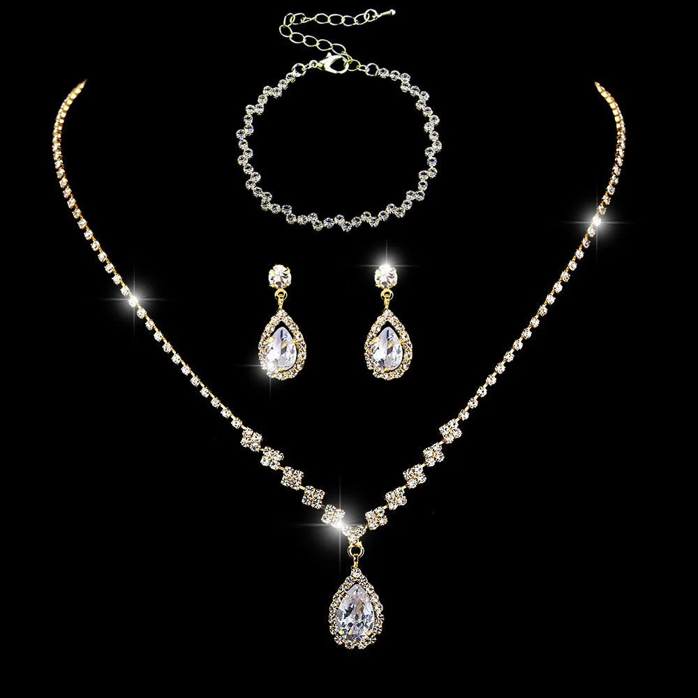 MAC181 Brilliant Full Diamond Zircon Drop Necklace And Earrings - Image 27