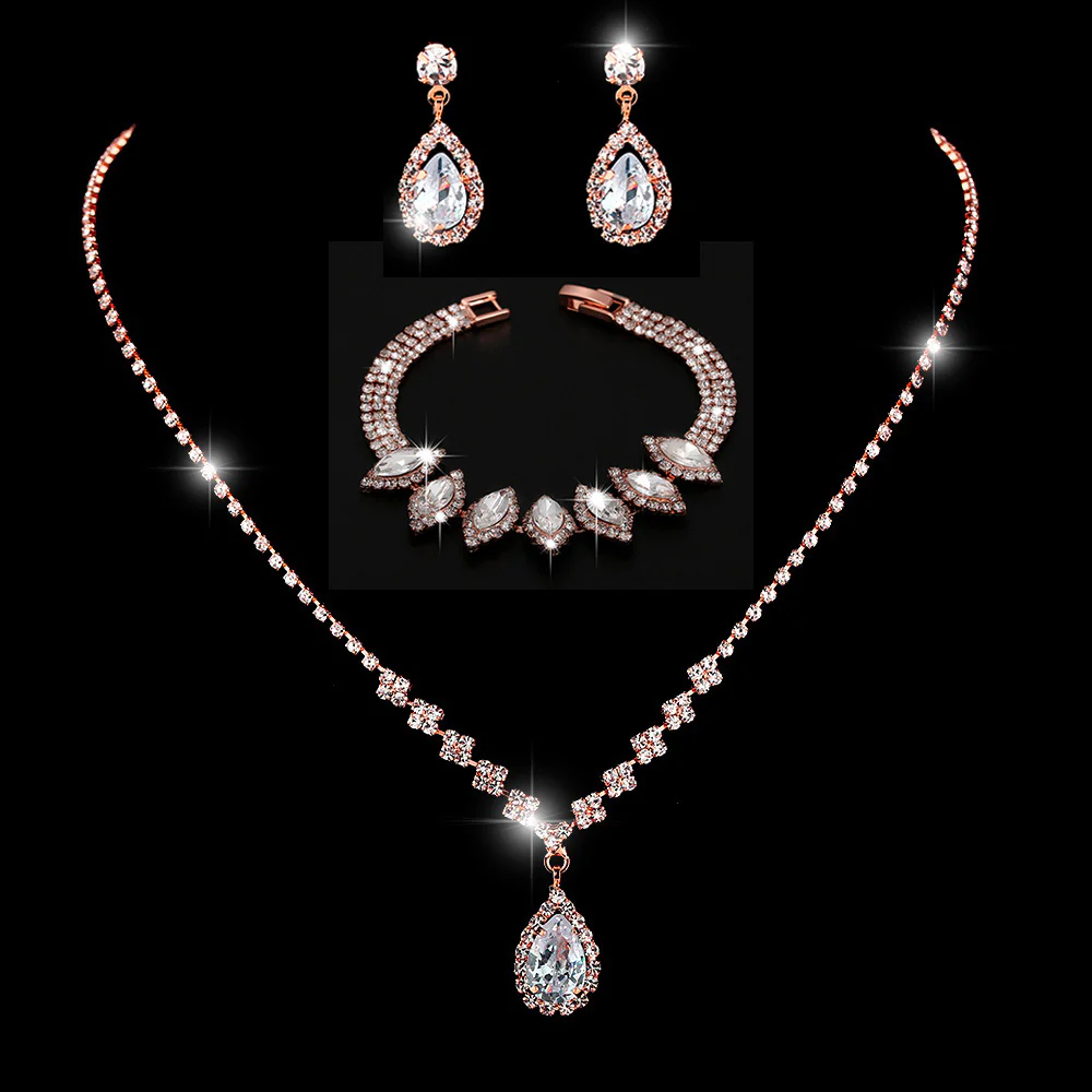 MAC181 Brilliant Full Diamond Zircon Drop Necklace And Earrings - Image 48