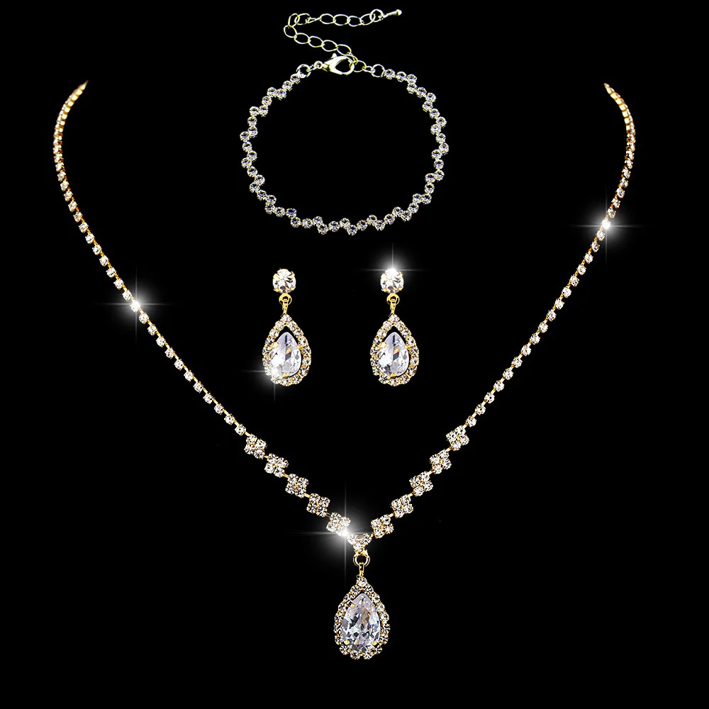 MAC181 Brilliant Full Diamond Zircon Drop Necklace And Earrings - Image 49