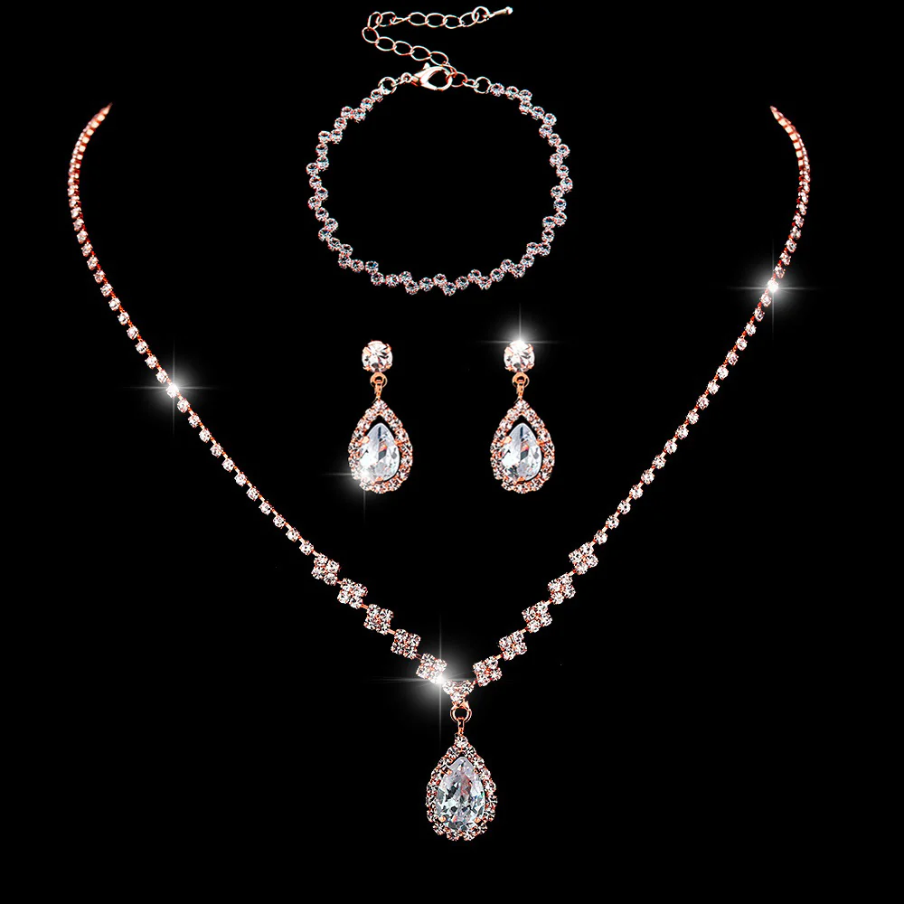 MAC181 Brilliant Full Diamond Zircon Drop Necklace And Earrings - Image 50