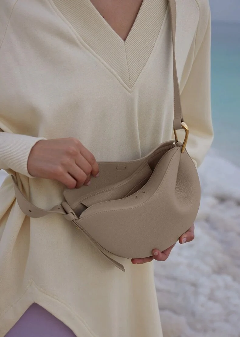 MAC182 Lychee Textured One-Shoulder Crossbody Saddle Bag - Image 10