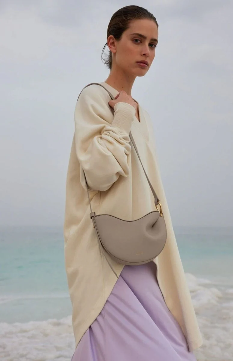 MAC182 Lychee Textured One-Shoulder Crossbody Saddle Bag - Image 9