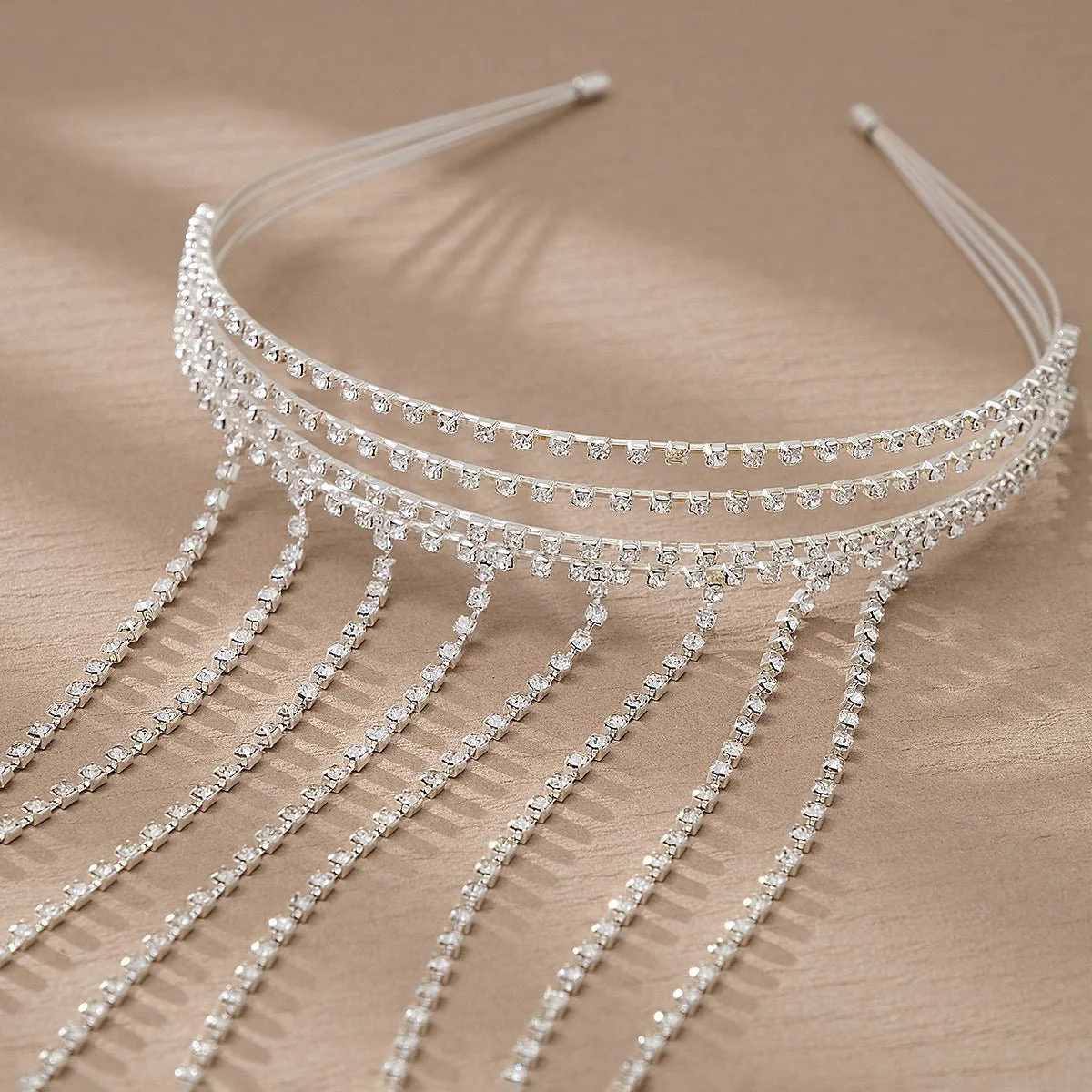 MAC185 Stylish Rhinestone Tassel Headband - Image 4