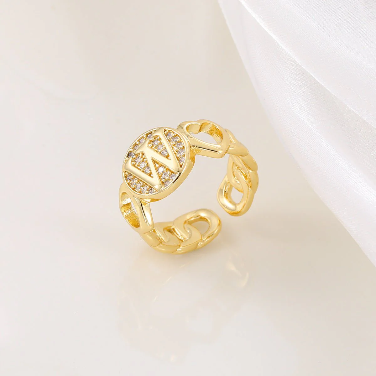 MAC186 Copper Set With Zircon 18K Real Gold Love Glossy Letter Ring - Image 25