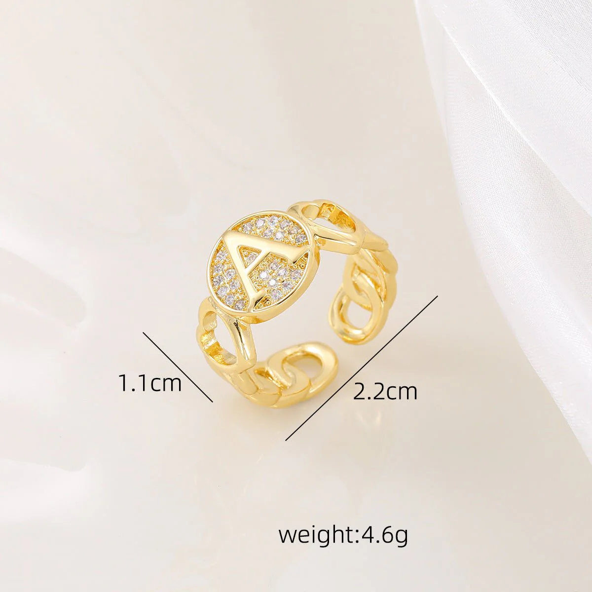 MAC186 Copper Set With Zircon 18K Real Gold Love Glossy Letter Ring - Image 3