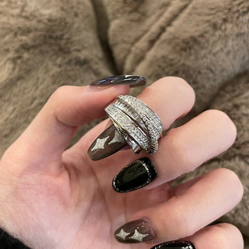 MAC187 Copper Sset Zircon Personalized Multi-Layered Open Ring - Image 2