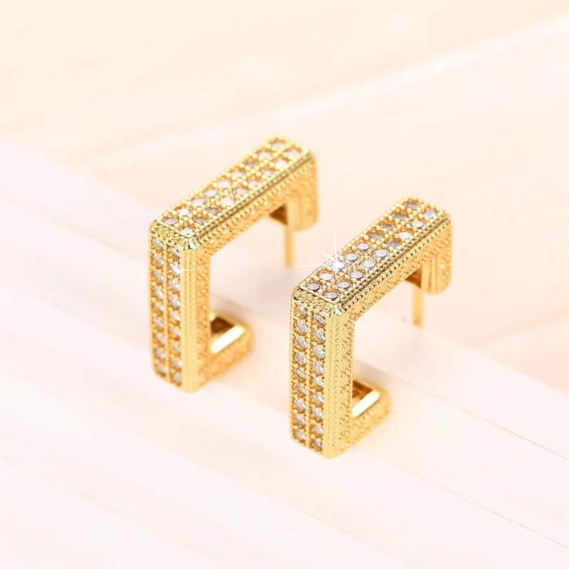 Micropaved Diamond Super Flash Geometric High-End Earrings(MAC190) - Image 11