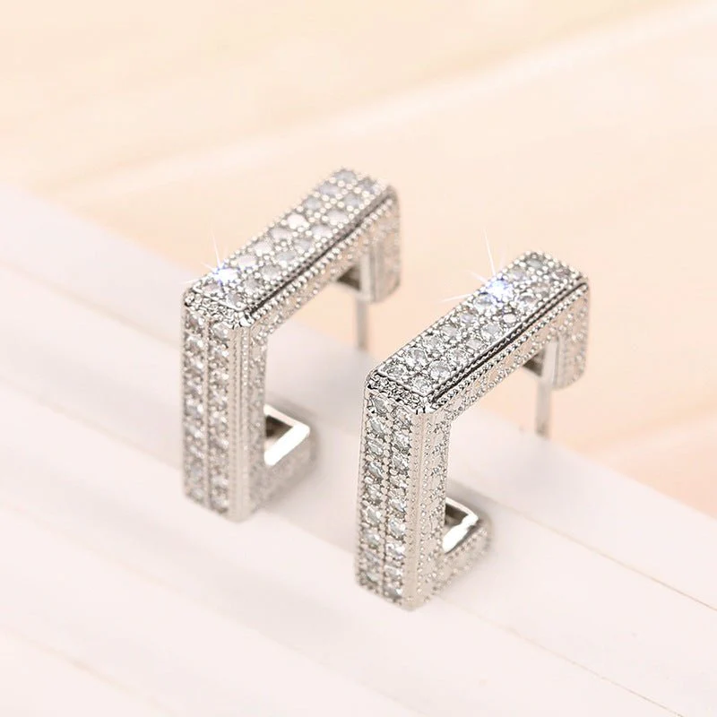 Micropaved Diamond Super Flash Geometric High-End Earrings(MAC190) - Image 2