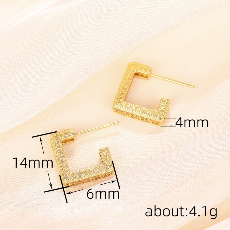 Micropaved Diamond Super Flash Geometric High-End Earrings(MAC190) - Image 4