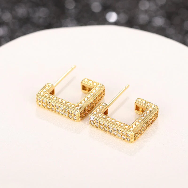 Micropaved Diamond Super Flash Geometric High-End Earrings(MAC190) - Image 5