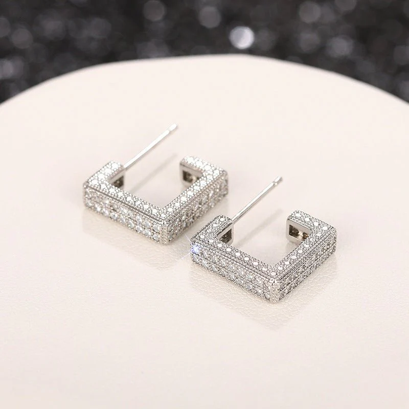 Micropaved Diamond Super Flash Geometric High-End Earrings(MAC190) - Image 8