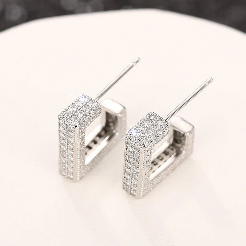 Micropaved Diamond Super Flash Geometric High-End Earrings(MAC190) - Image 9