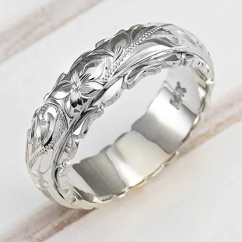 14k Yellow Gold Floating Engraved Rose Ring(MAC195) - Image 4