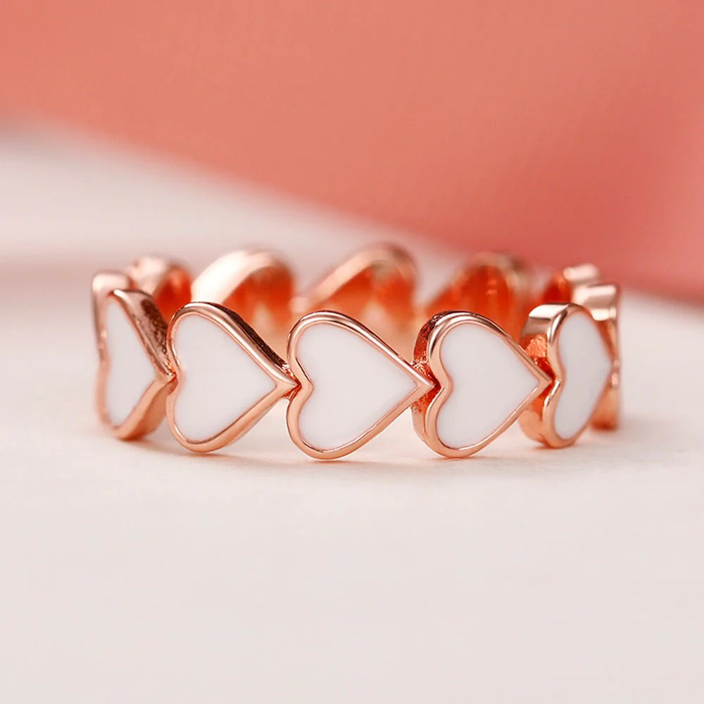 Simple Pink Heart-To-Heart Glue Ring and Earring(MAC198) - Image 10