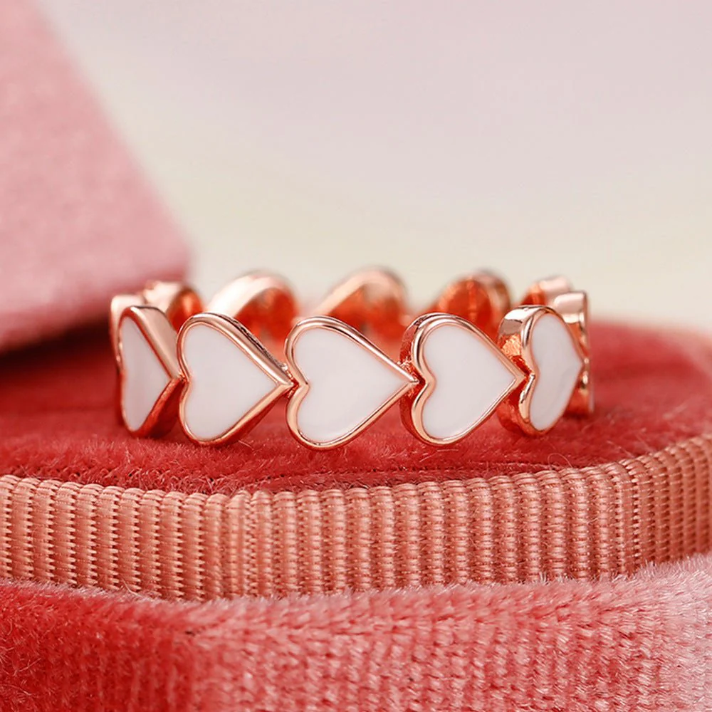 Simple Pink Heart-To-Heart Glue Ring and Earring(MAC198) - Image 11
