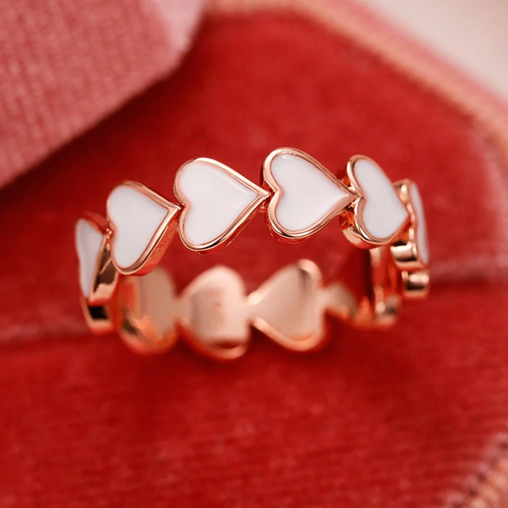 Simple Pink Heart-To-Heart Glue Ring and Earring(MAC198) - Image 12