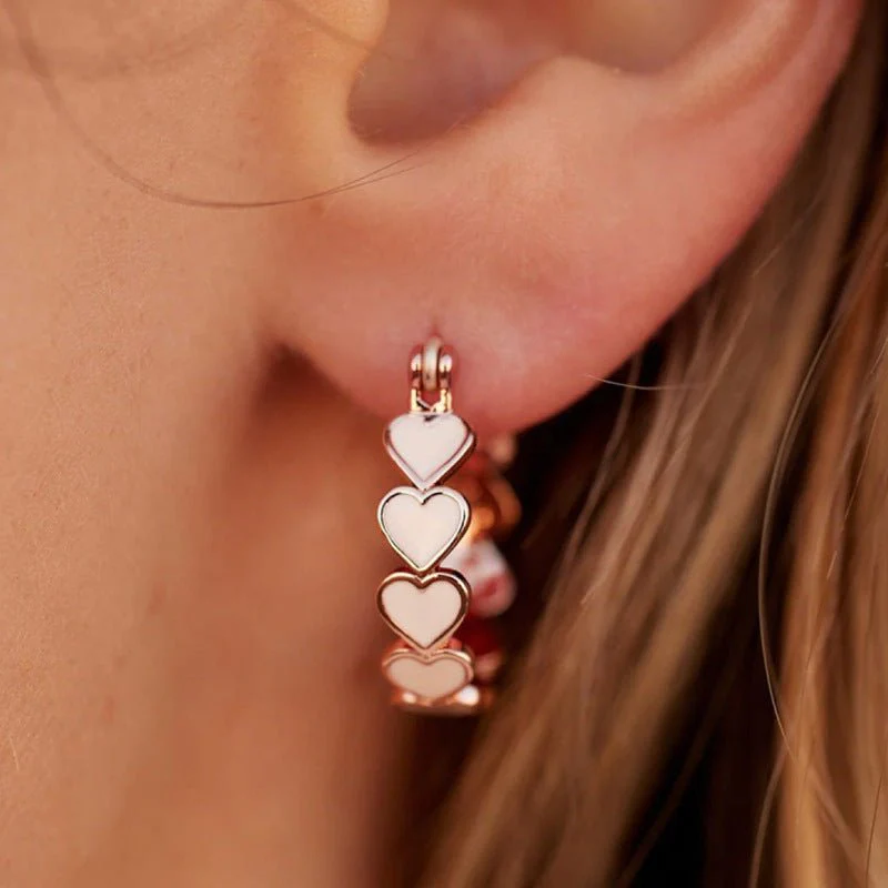 Simple Pink Heart-To-Heart Glue Ring and Earring(MAC198) - Image 2