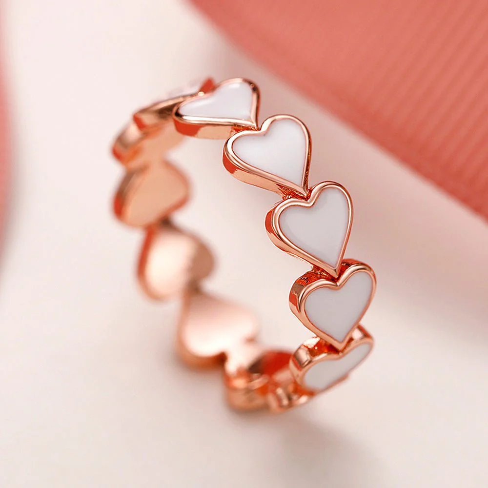 Simple Pink Heart-To-Heart Glue Ring and Earring(MAC198) - Image 3