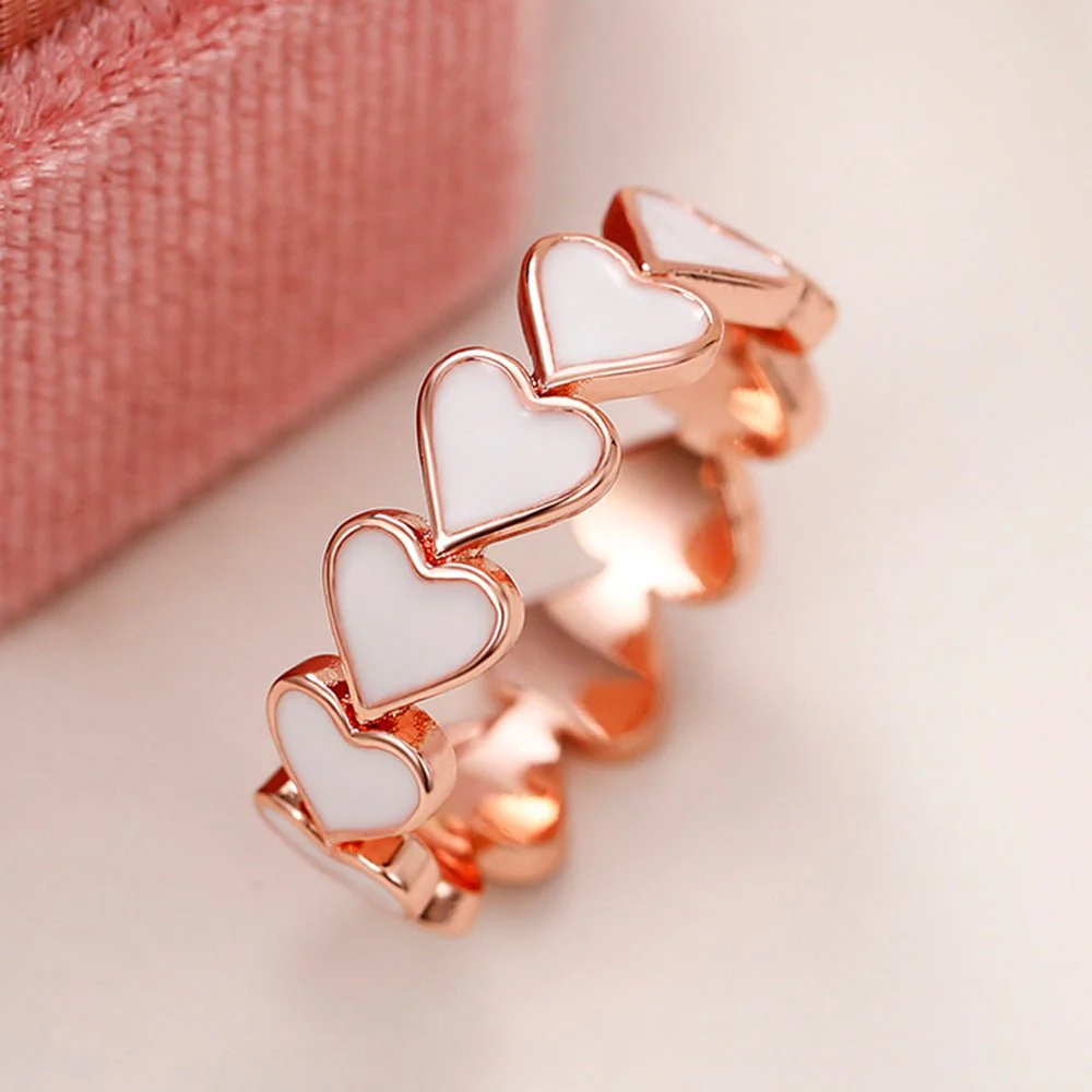 Simple Pink Heart-To-Heart Glue Ring and Earring(MAC198) - Image 4