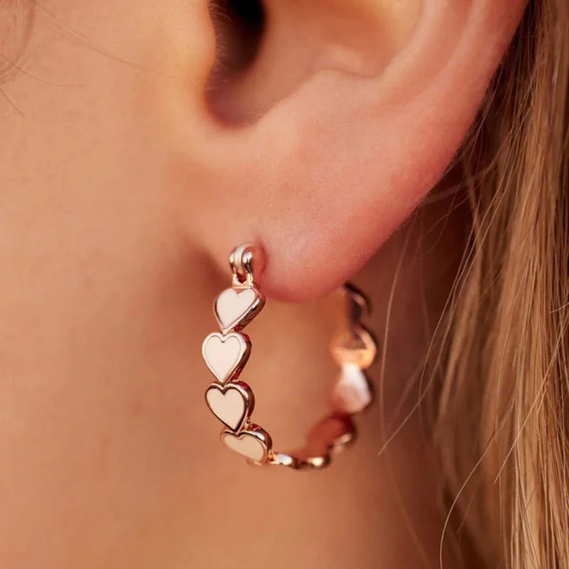 Simple Pink Heart-To-Heart Glue Ring and Earring(MAC198) - Image 7