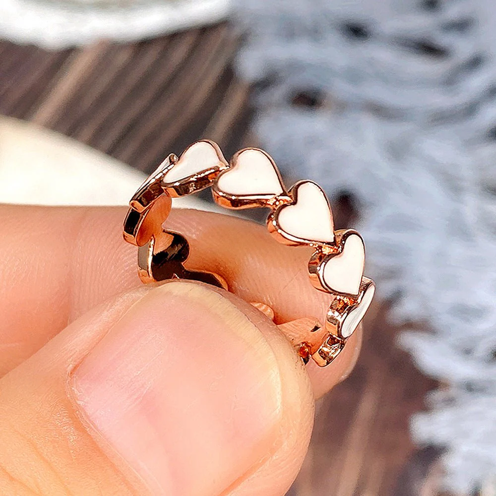 Simple Pink Heart-To-Heart Glue Ring and Earring(MAC198) - Image 9