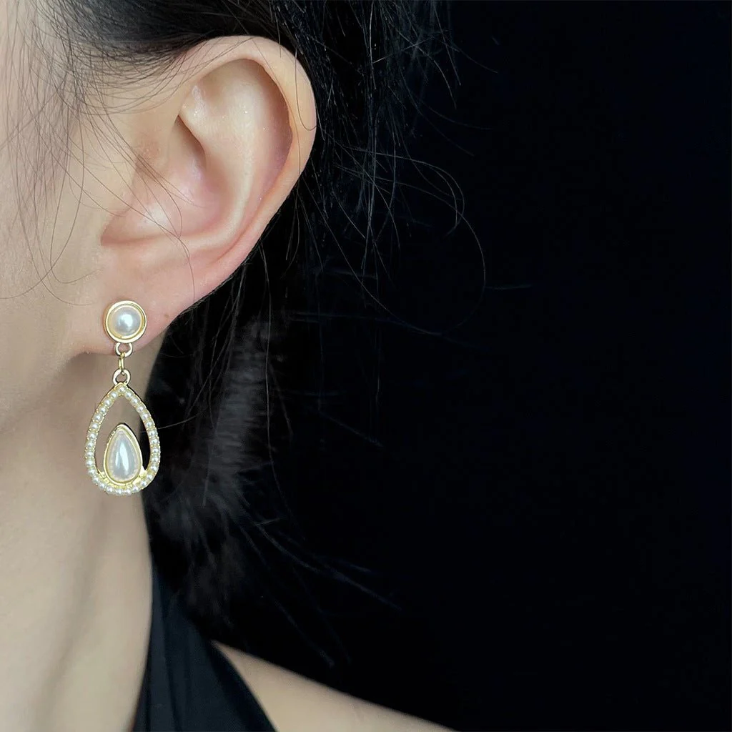 Palace style drop-shaped pearl earrings(MAC200) - Image 2