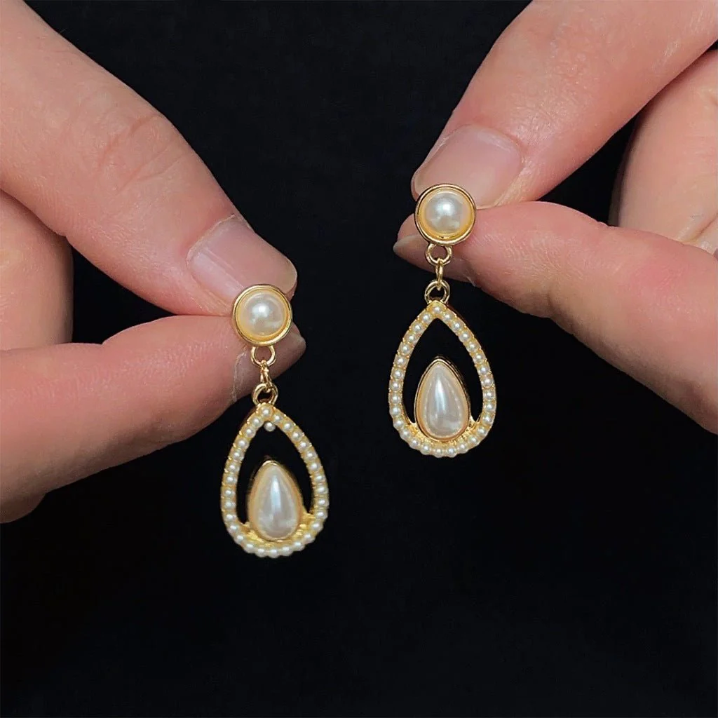 Palace style drop-shaped pearl earrings(MAC200) - Image 3