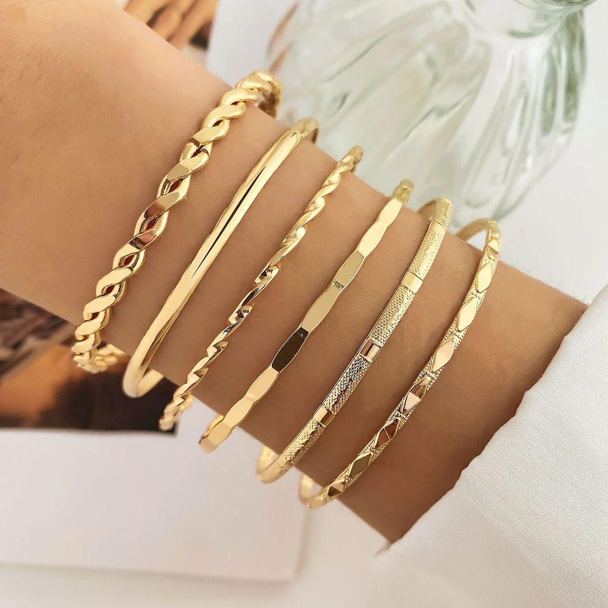 Retro Simple Mixed Open Bracelet(MAC202) - Image 10