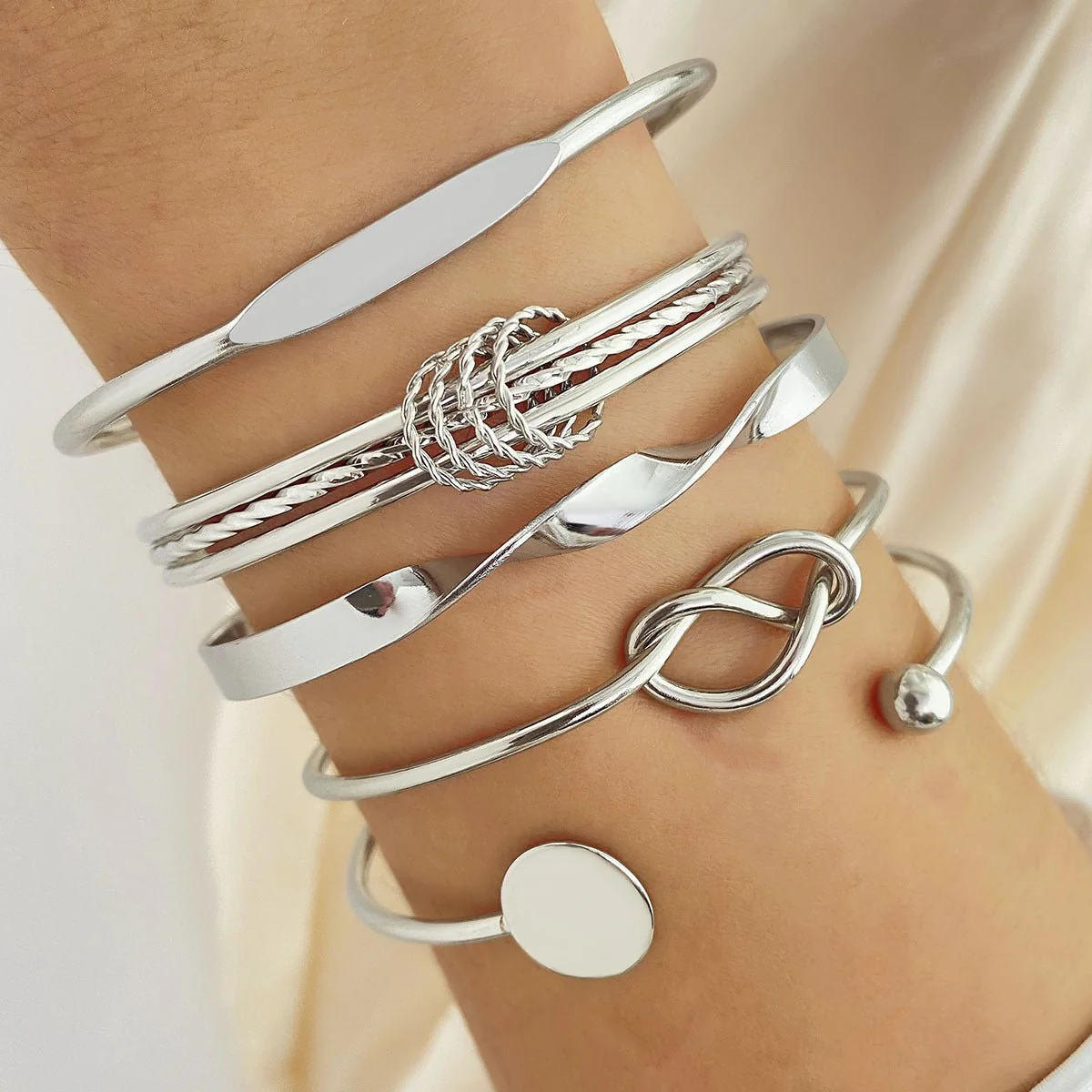 Retro Simple Mixed Open Bracelet(MAC202) - Image 5