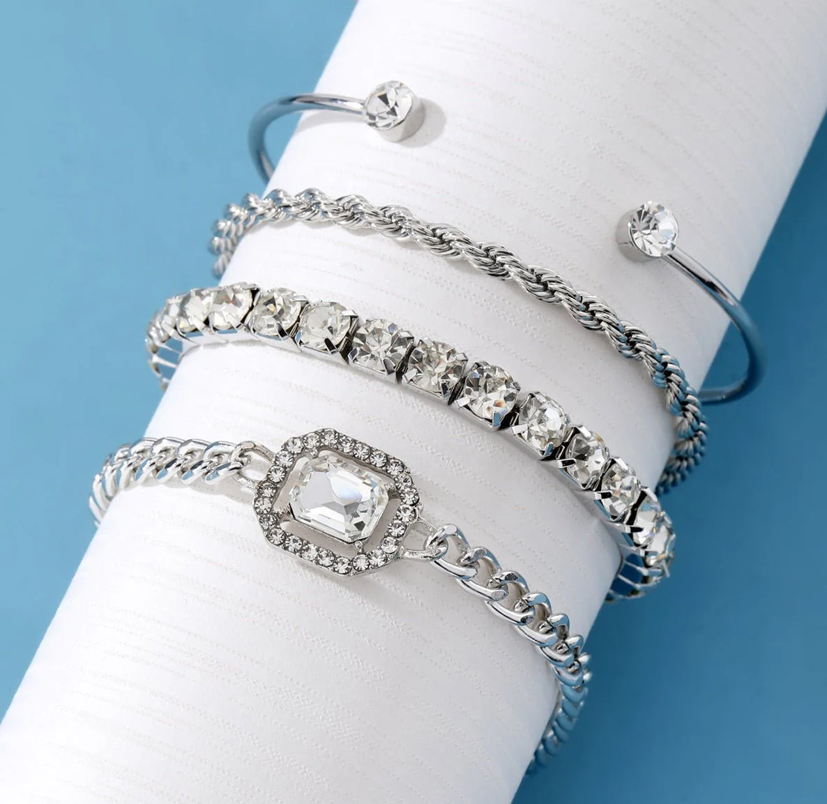 Retro Personalized Twist Bracelet Imitation Gemstone Bracelet(MAC203) - Image 3
