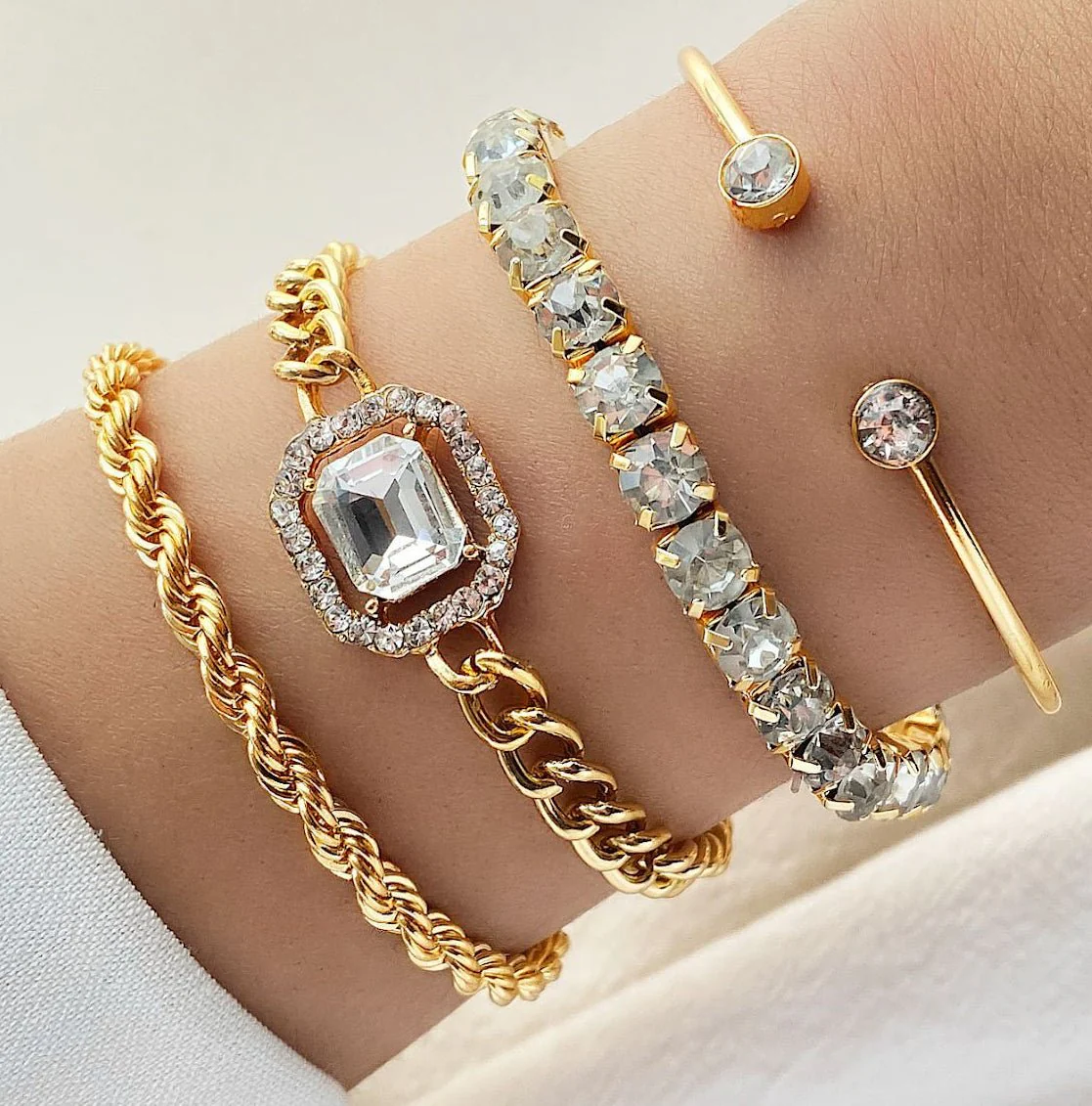 Retro Personalized Twist Bracelet Imitation Gemstone Bracelet(MAC203) - Image 6