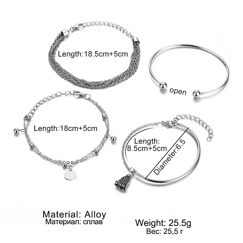 Silver Glossy Tassel Bracelet(MAC204) - Image 5