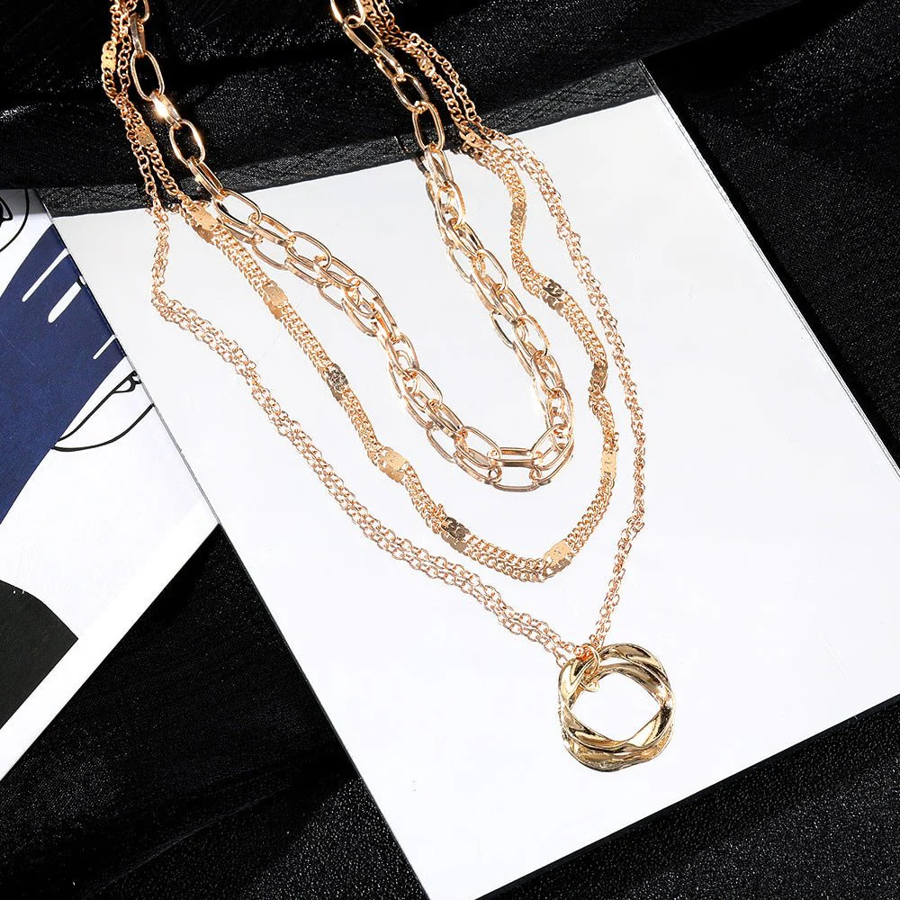 Thick Chain Round Pendant Necklace(MAC207) - Image 2