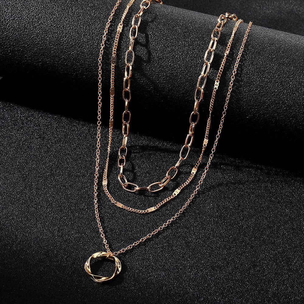 Thick Chain Round Pendant Necklace(MAC207) - Image 3